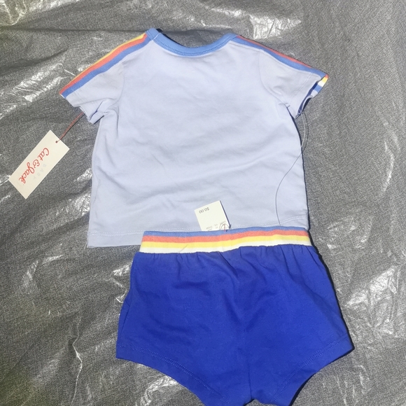 CAT & JACK 3 - 6 month t shirt, short set New NWT Blue, yellow white SUMMER - Picture 7 of 16
